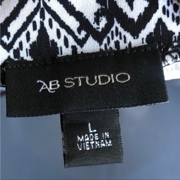 AB studio Black & White Tunic Top career casual Business Size Large - Picture 10 of 12